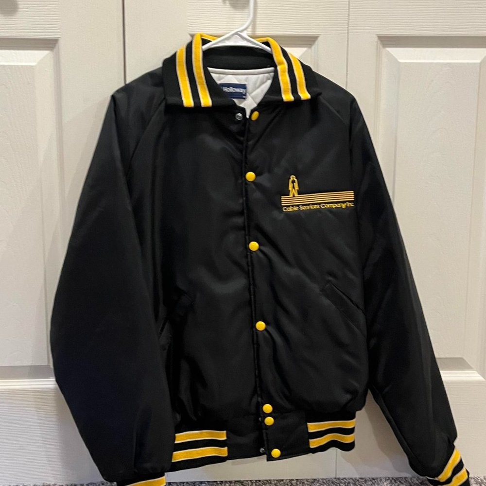 Old School Holloway Nylon Quilted jacket; Black and Yellow; Size Medium
